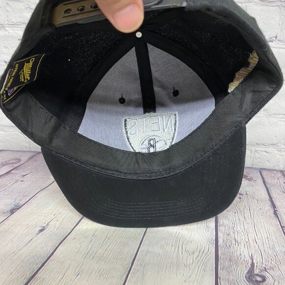 Brooklyn Nets Snapback Hat Cap Black Miller Genuine Draft Beer NBA Basketball - Picture 7 of 8